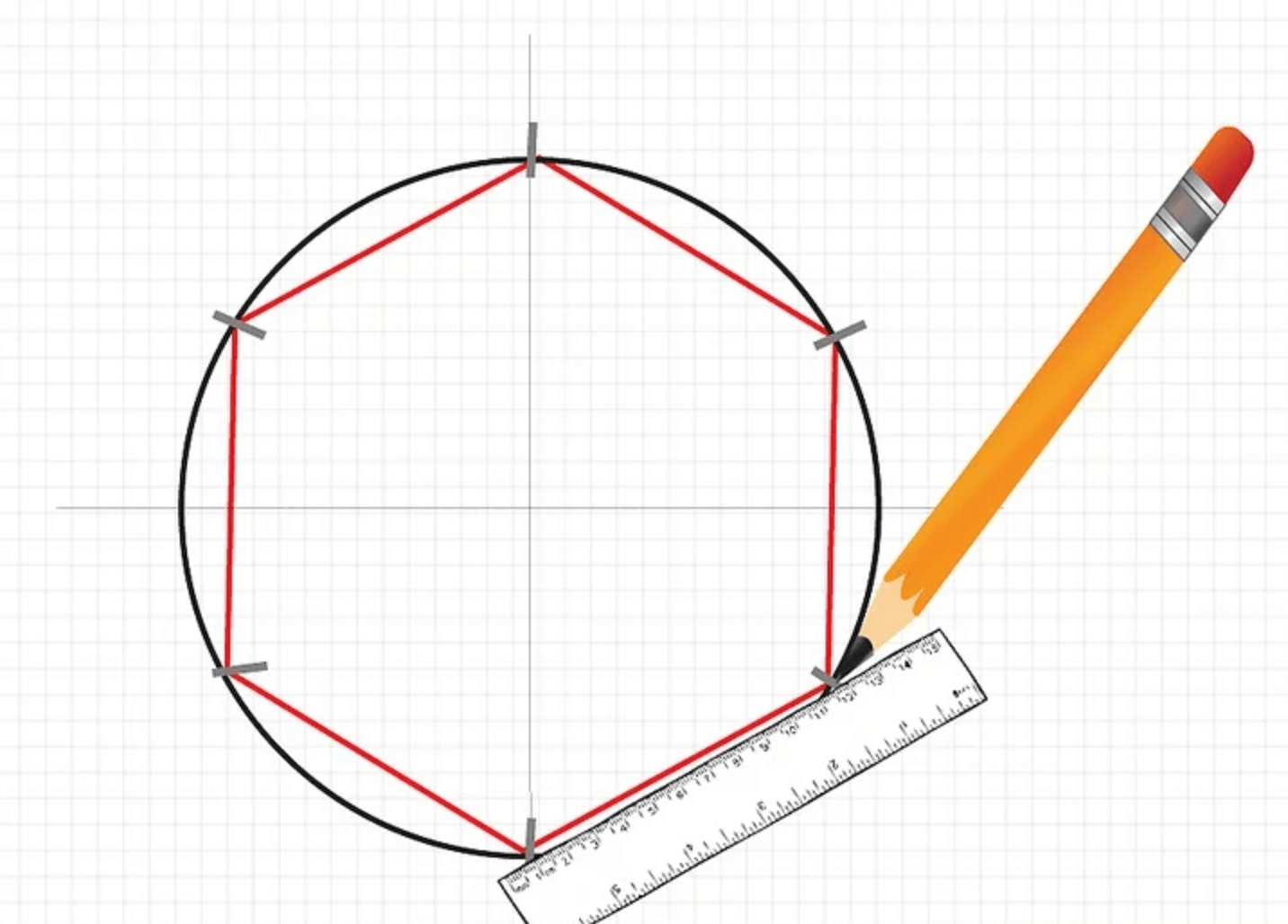 Sådan tegner du en sekskant - Trin 5