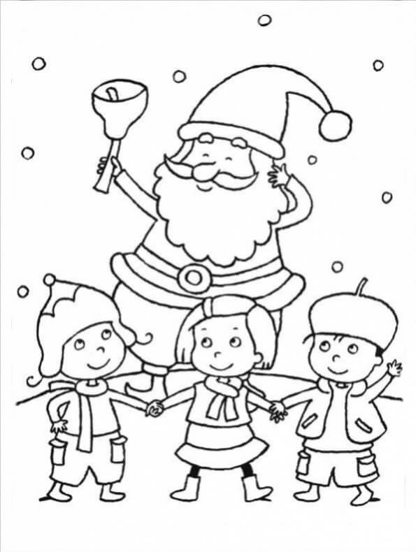 Juletegning af Julemanden med Børn
