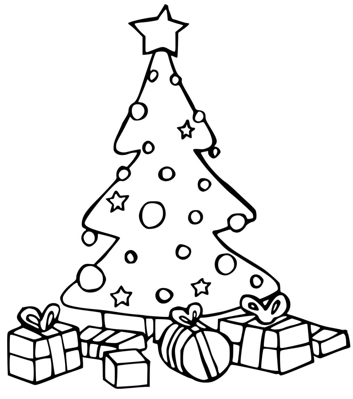 Juletegning af Juletræ med Gaver