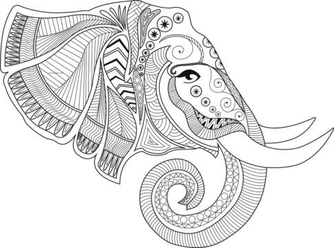 Nem mandala tegning af en elefant