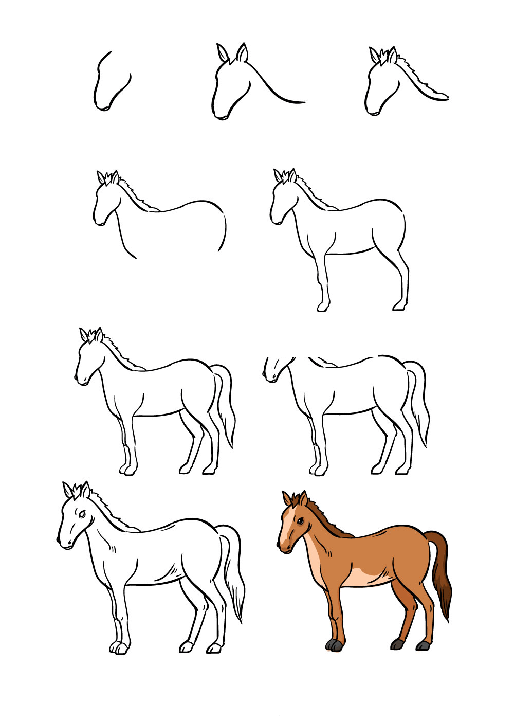 Eksempel på hvordan man tegner en hest