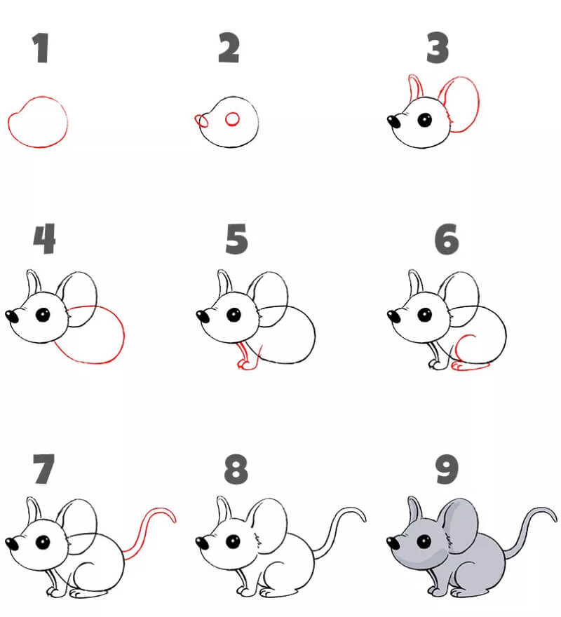 Billede af hvordan du tegner en mus